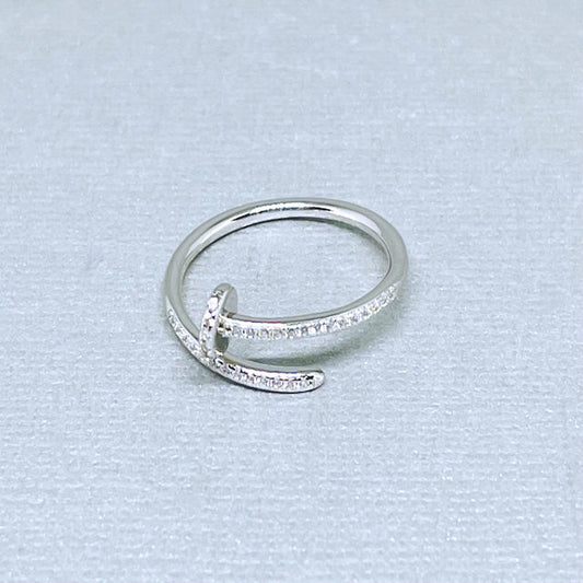Abstract Sterling Silver CZ Ring
