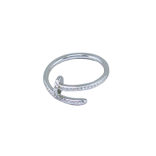 Abstract Sterling Silver CZ Ring
