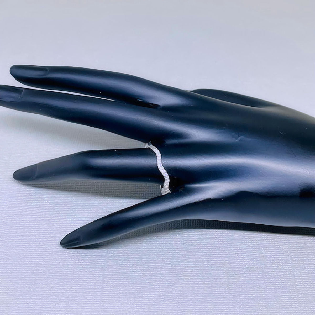 Stackable Wavy Sterling Silver CZ Ring