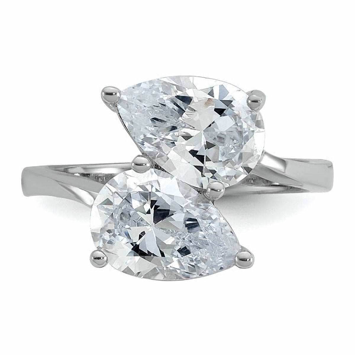 Sterling Silver Double Pear CZ Ring