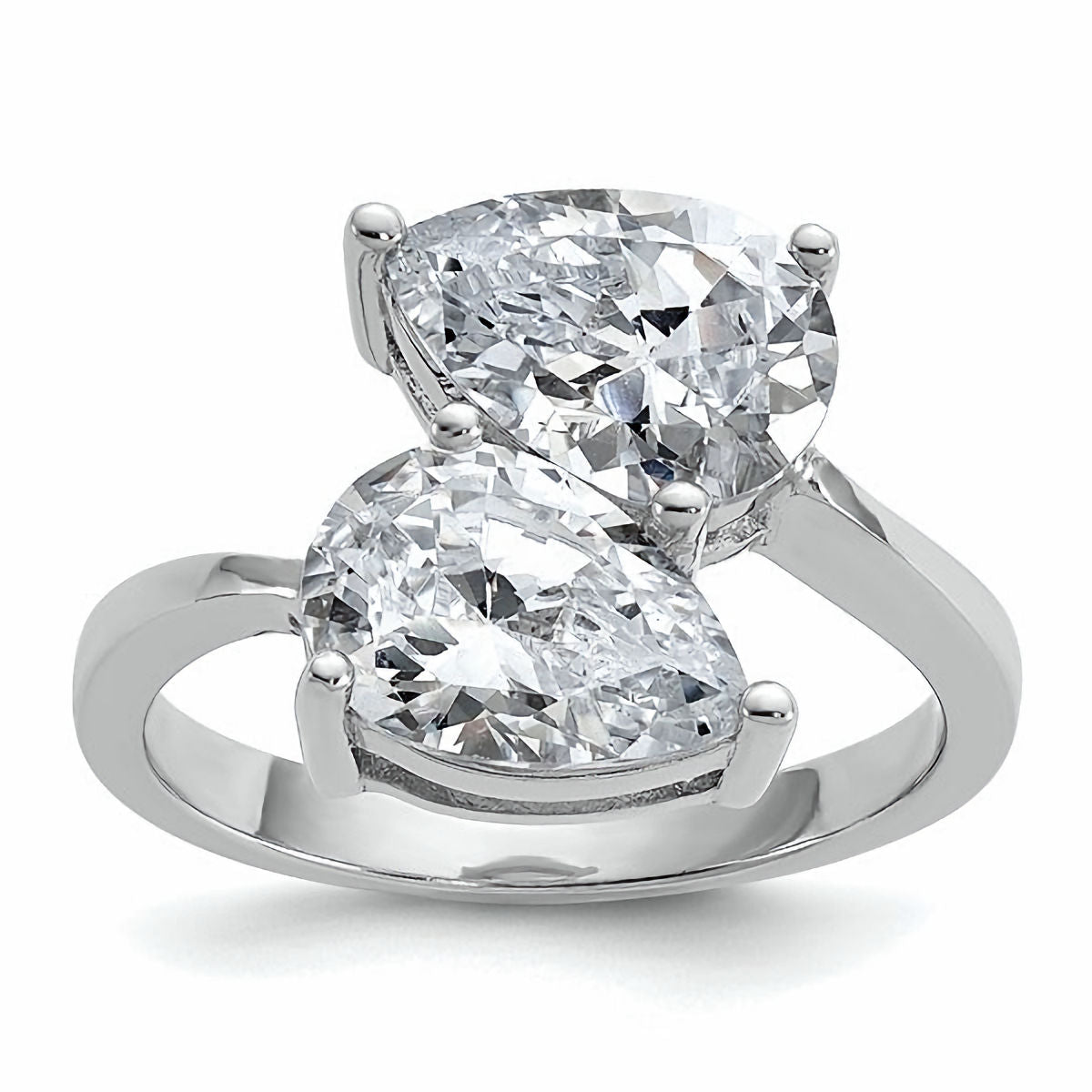 Sterling Silver Double Pear CZ Ring