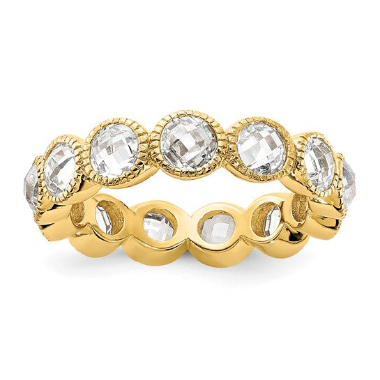 Gold-plated Sterling Silver Round CZ ring