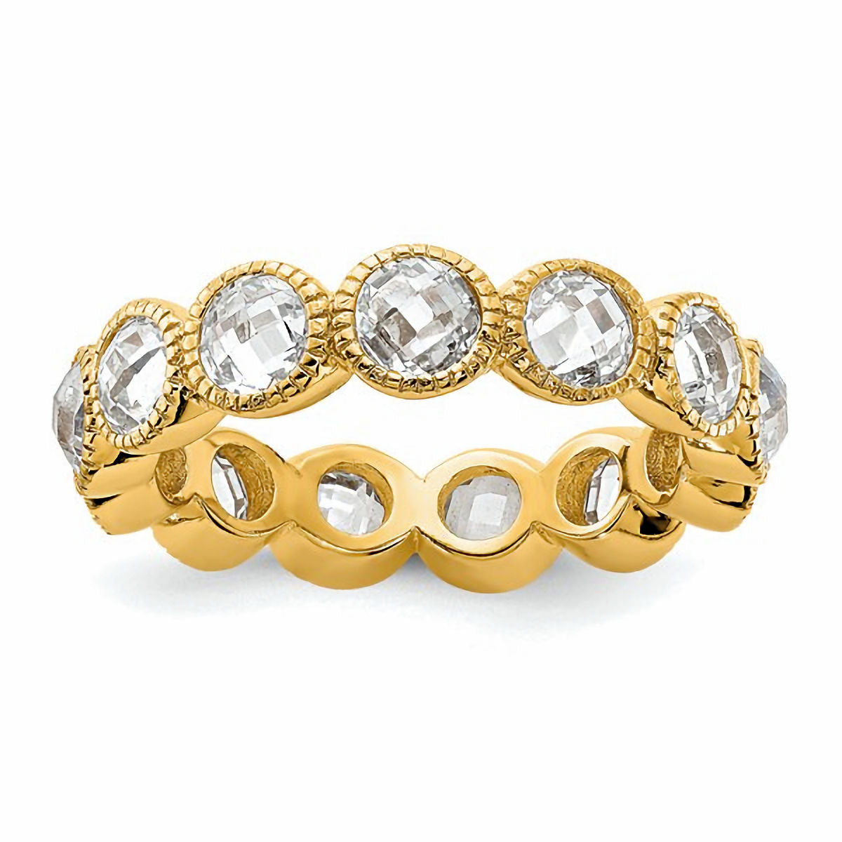 Gold-Plated Sterling Silver Round CZ ring
