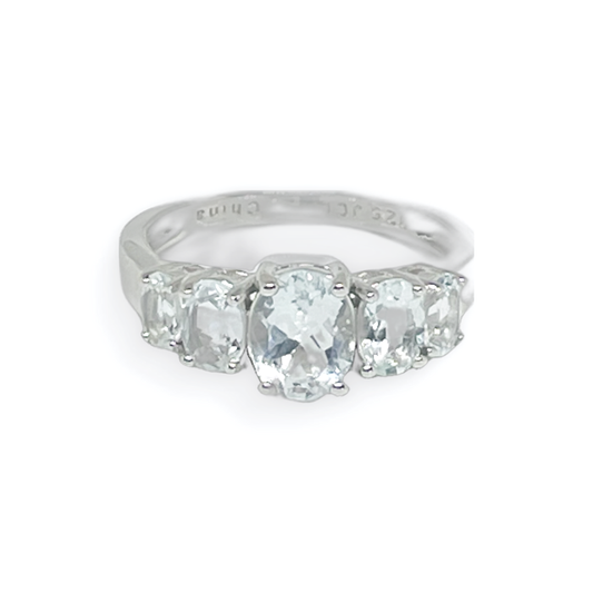 Blue Aquamarine Sterling Silver Ring