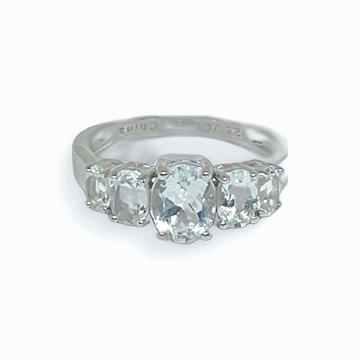 Blue Aquamarine Sterling Silver Ring