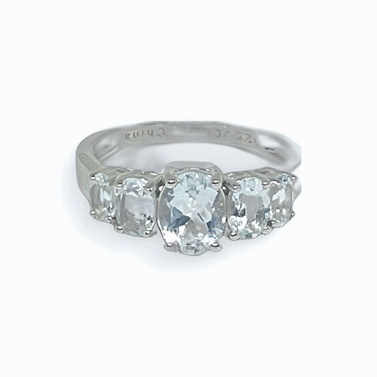Blue Aquamarine Sterling Silver Ring