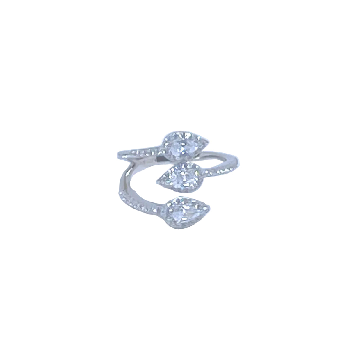 Triple Halo Pear Wrap CZ Sterling Silver Ring