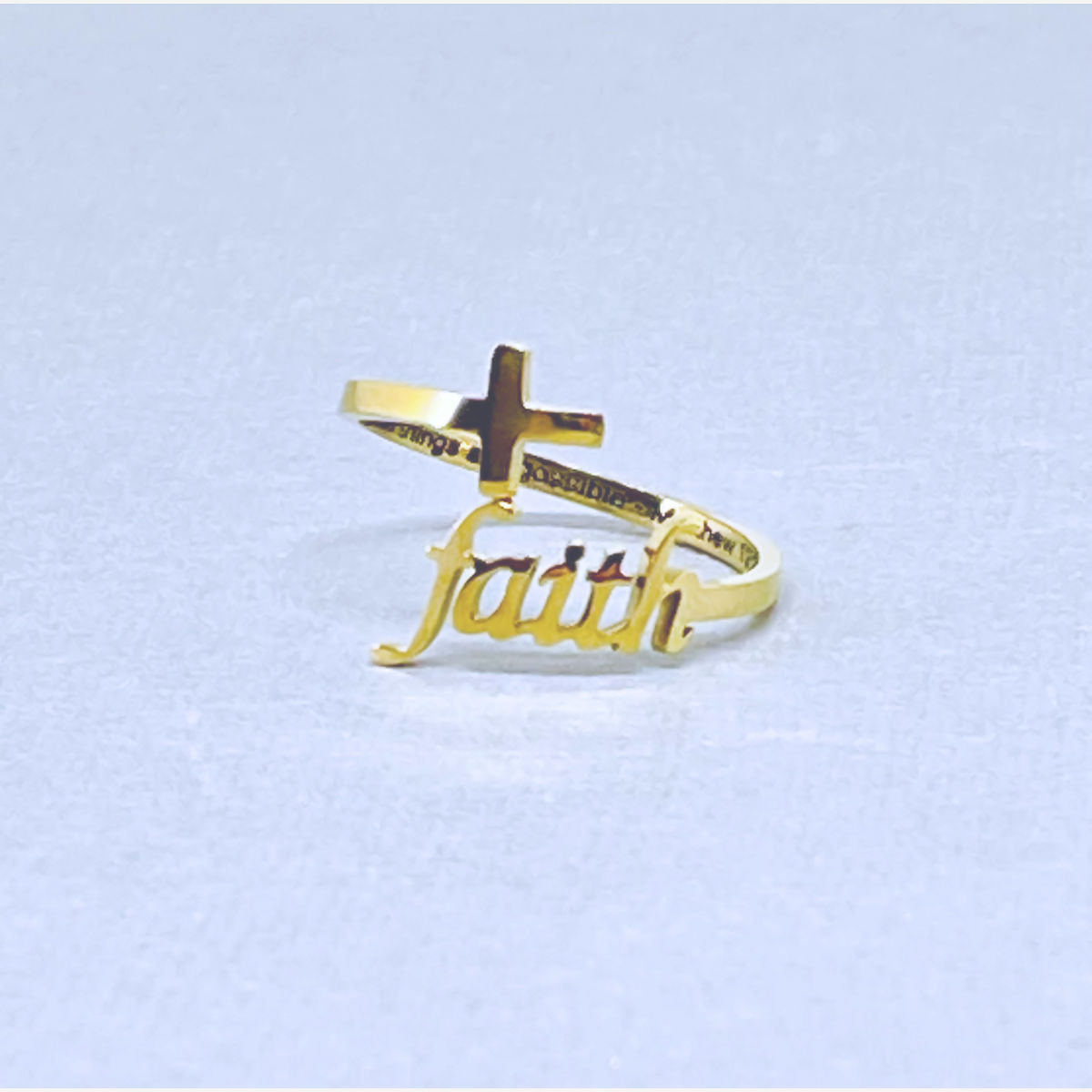 18K Gold Stainless Steel "Faith" Ring – "With God, All Things Are Possible" Matthew 19:26