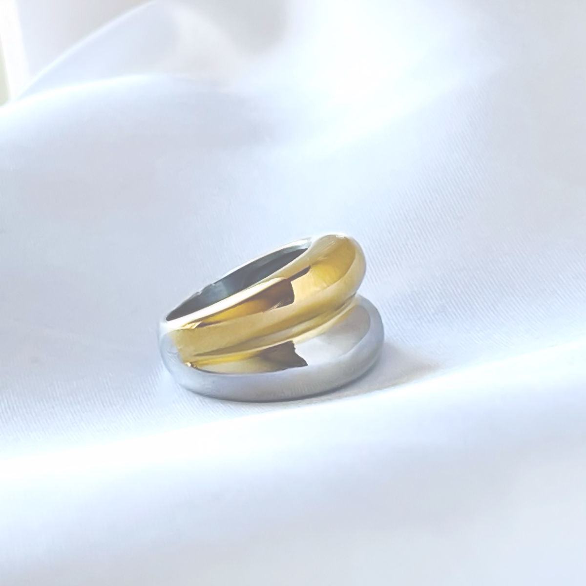Women's Two-Tone Stainless Steel Ring – Silver & Gold