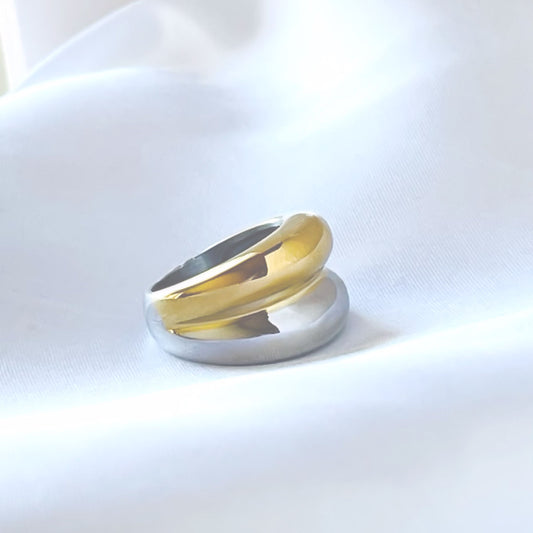 Women's Two-Tone Stainless Steel Ring – Silver & Gold